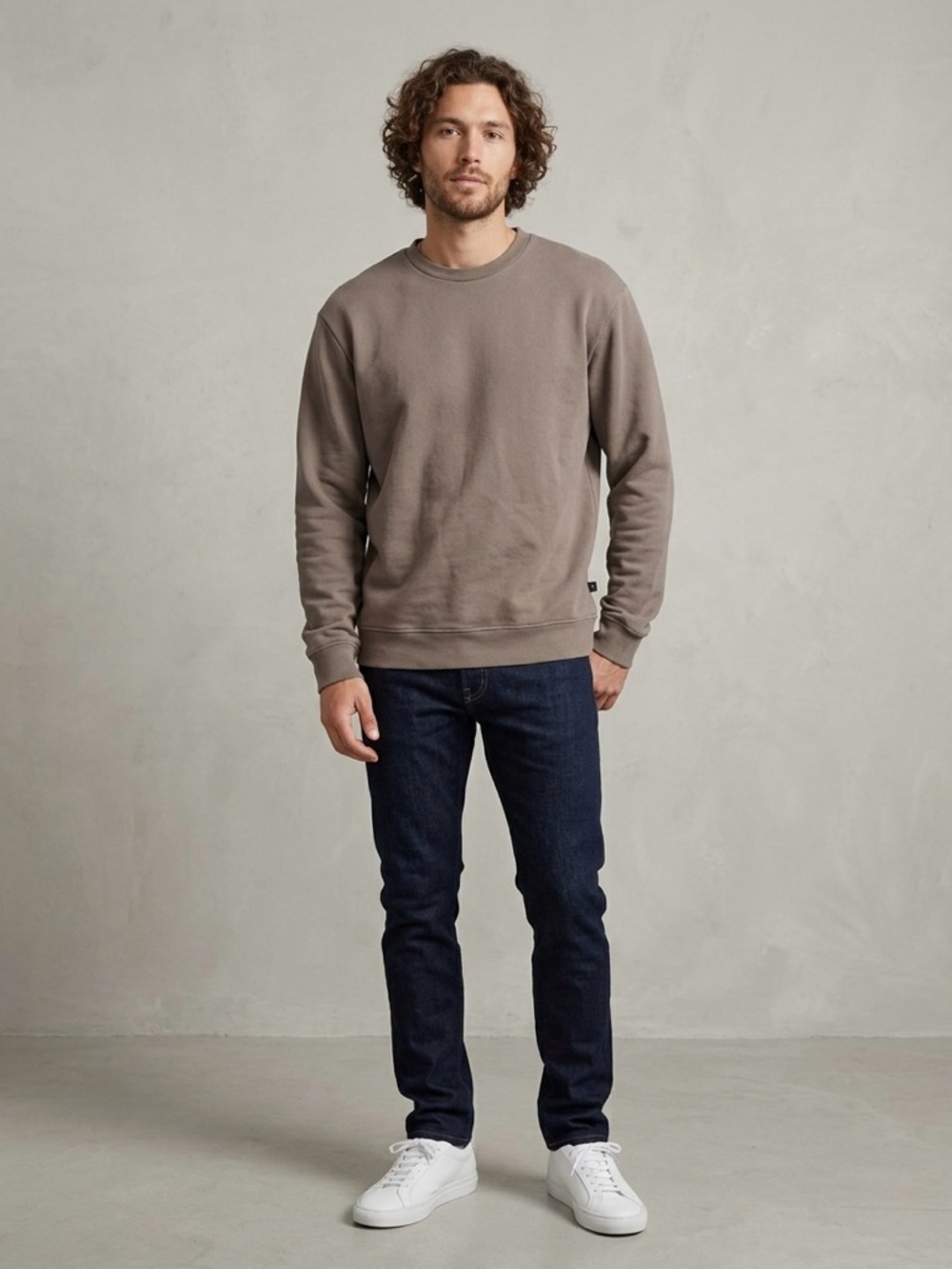 John Elliott Oversized Crew Sweatshirt Size 1 S Mica Brown Cotton Fleece USA